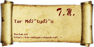 Tar Mátyás névjegykártya